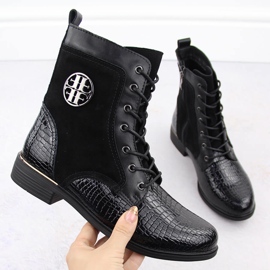 Ženske lakirane gležnjače crne Filippo DBT4917 crna 1