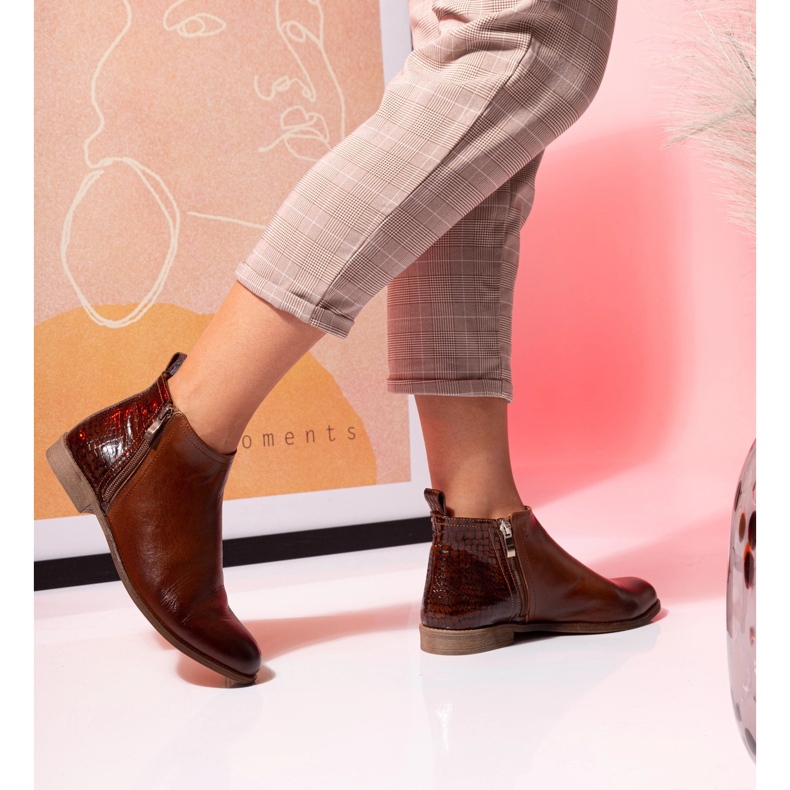 BUTDAM Aurora smeđe kožne jesenske čizme Btz smeđa 1