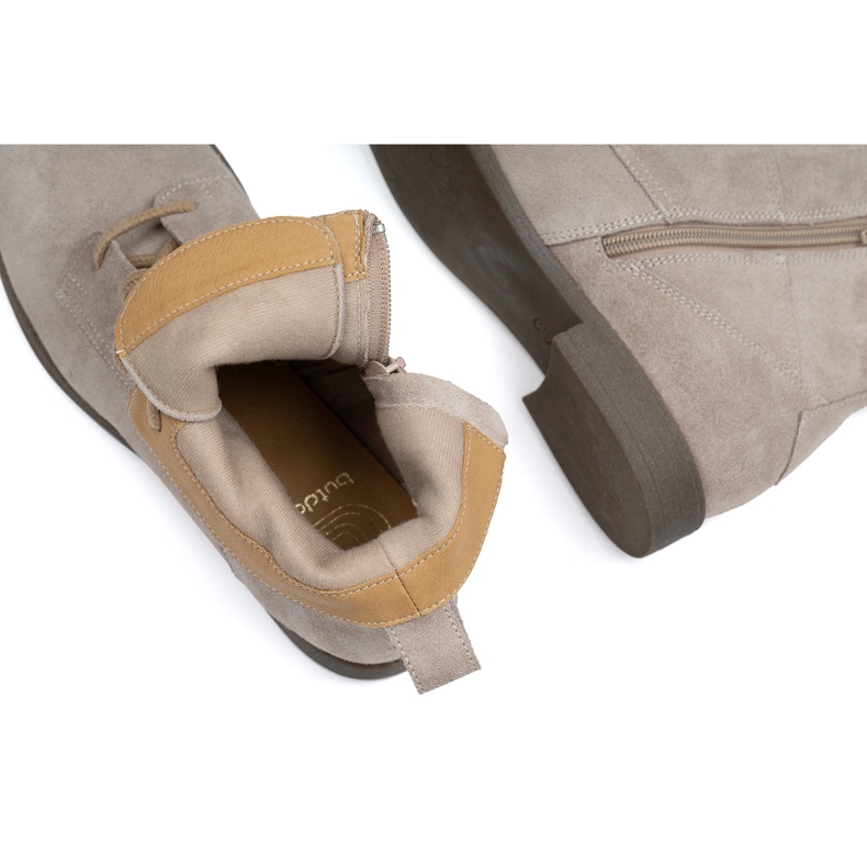 BUTDAM Ženske kožne čizme na vezanje Trw, bež boje 1