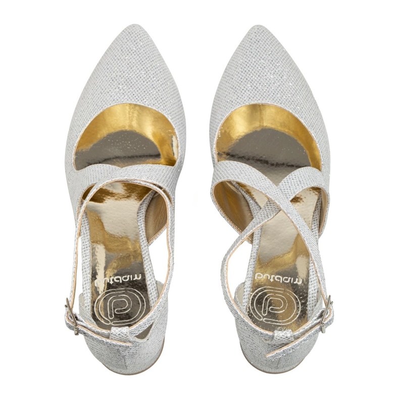 BUTDAM Vjenčane cipele na nisku petu sa srebrnim svjetlucavim Alba remenima srebro 1