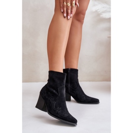 Kaubojske čizme na visoku petu, Eco Suede, Black Arabelline crno 2