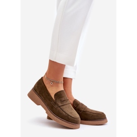 Klasične ženske eko antilop mokasine, tamno zelene Belania zelena 1