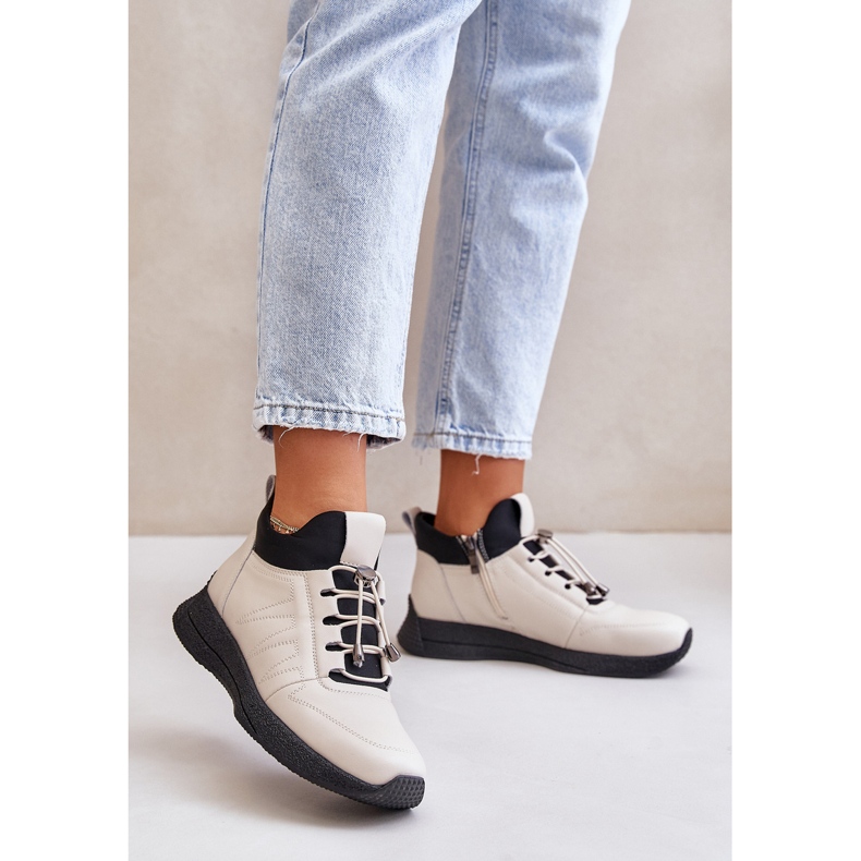 Izolirane kožne sportske cipele s patentnim zatvaračem Artiker 55C0038 Bež 2