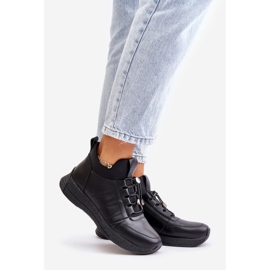 Izolirane kožne sportske cipele s patentnim zatvaračem Artiker 55C0041 crne crno 1