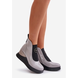 Lakirane tanke čizme, izolirane Vinceza 66703, sive siva 1