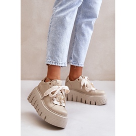 Ženske tenisice na masivnom potplatu sa zlatnim ukrasom CheBello 4530 Bež 2