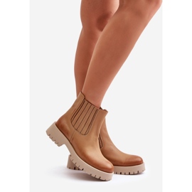 Ženske čizme natikače na ravnu petu Lewski 3611 smeđe smeđa 1