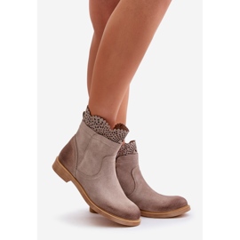 Lewski Shoes Niske ženske ravne čizme Suede Lewski 3624 Cappucino bež 1