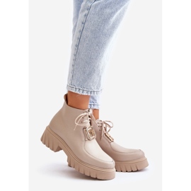 Zazoo 2952 Bež kožne gležnjače sa zlatnim ukrasom 1