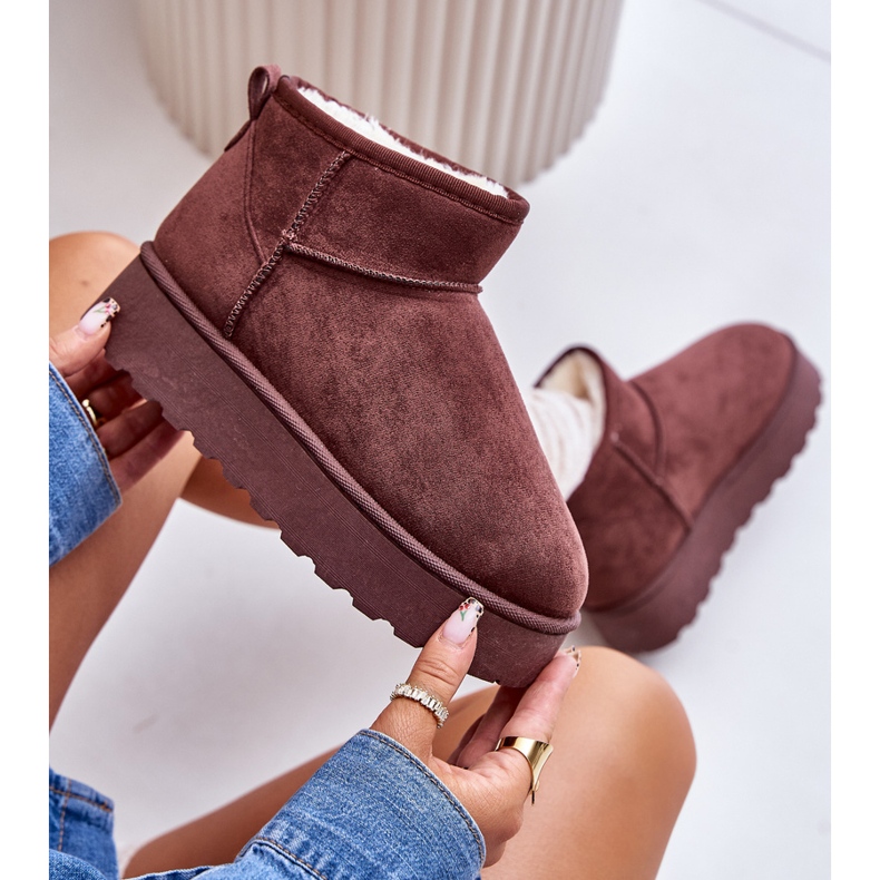 Ženske čizme za snijeg s platformom izolirane krznom, tamno smeđe, Xamella smeđa 2