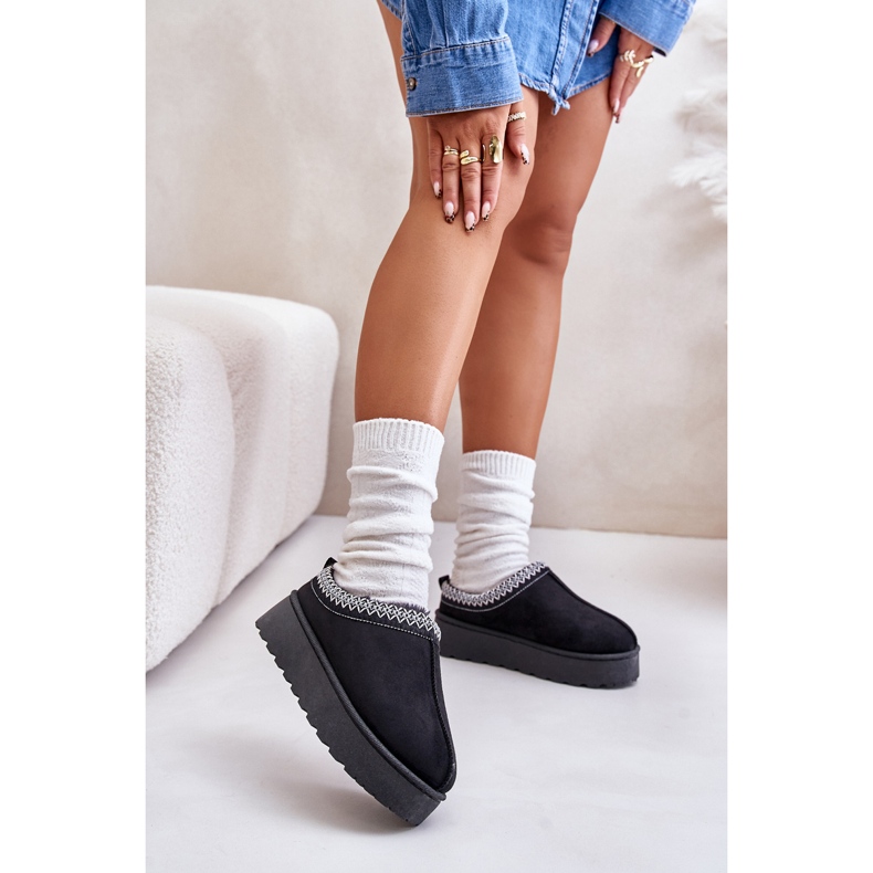 Ženske čizme za snijeg s platformom i krznenom podstavom, crne Remenia crno 2