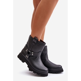 Kožne ženske ravne čizme Lewski 3610 crne crna 1