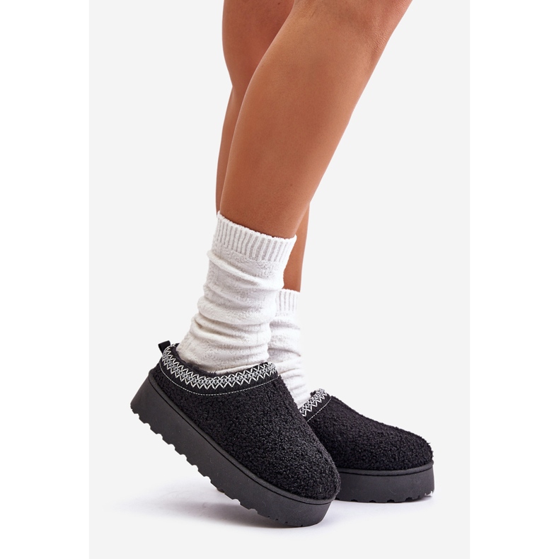 Ženske čizme za snijeg s platformom i vezom, crne Tirisa crno 1