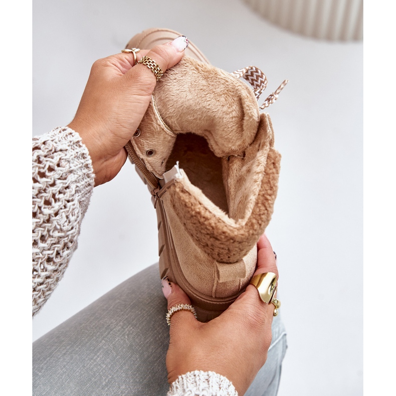 Ženske izolirane trapper čizme na platformu, smeđe Alcyhen smeđa 2