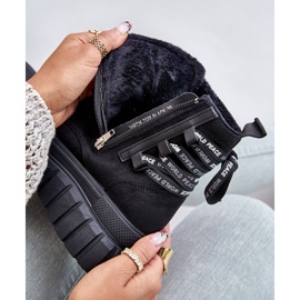 Ženske čizme na platformu s ukrasnim vezanjem crne Edidda crna 2