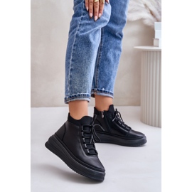 Lagane kožne sportske cipele na Artiker platformi 55C1041 crne crno 2