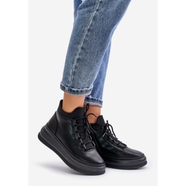 Lagane kožne sportske cipele na Artiker platformi 55C1041 crne crno 1