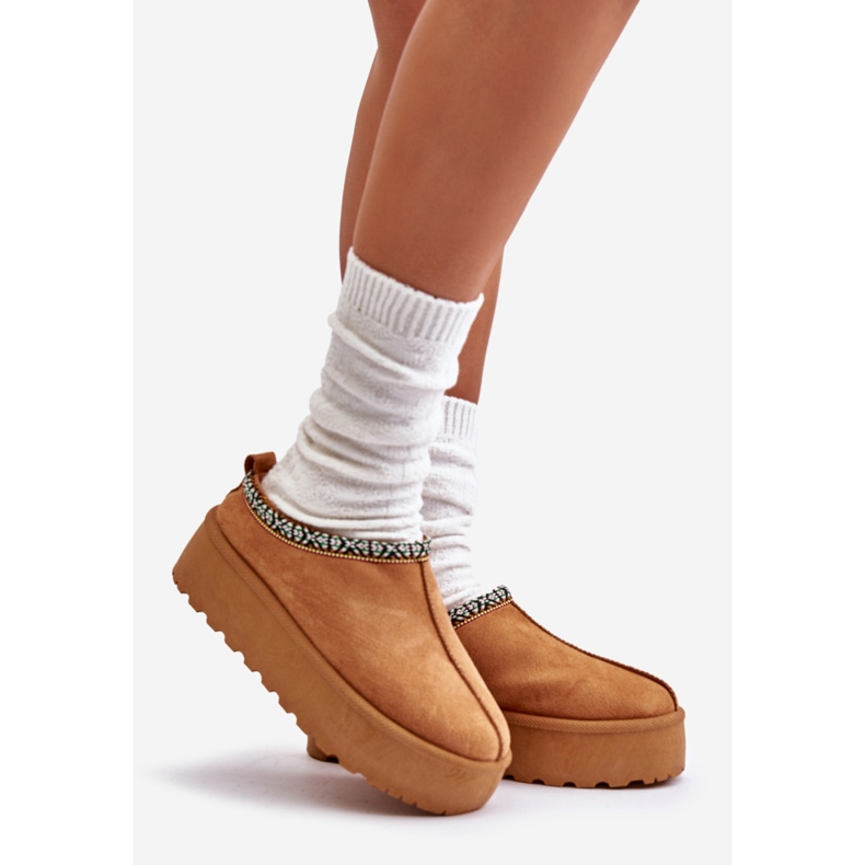 Ženske papuče s platformom s vezom Camel Neroma bež 1