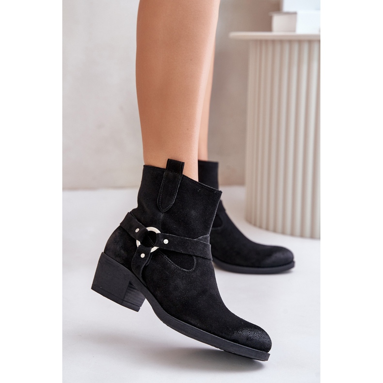 Zazoo 60477 Gležnjače s visokom petom s izolacijom od brušene kože, crne crna 2