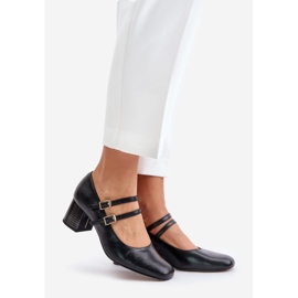 Kožne salonke s remenčićima na visoku petu Laura Messi 2857 Black crna 1