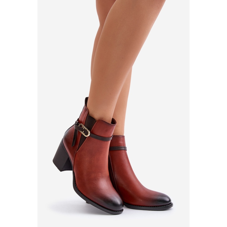 Jezzi Ženske čizme na visoku petu, izolirane, s remenom, smeđe boje zinitije smeđa 1