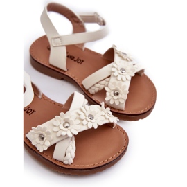 Djevojke sandale pričvršćene čičak s bijelim cvjetovima bijela 1