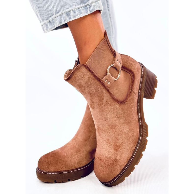 Airon kaki Chelsea čizme s niskom petom bež 1