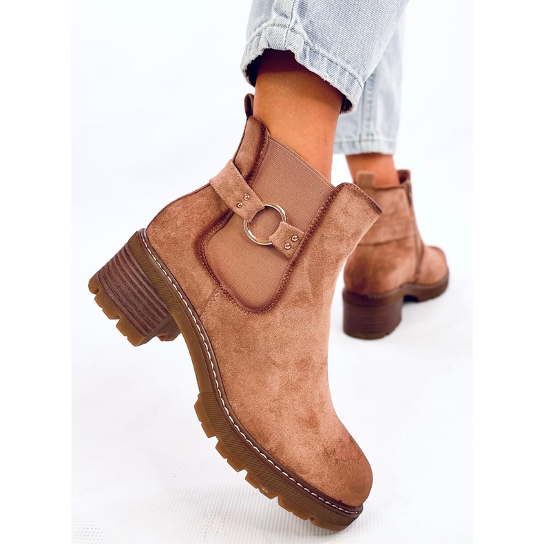 Airon kaki Chelsea čizme s niskom petom bež 2