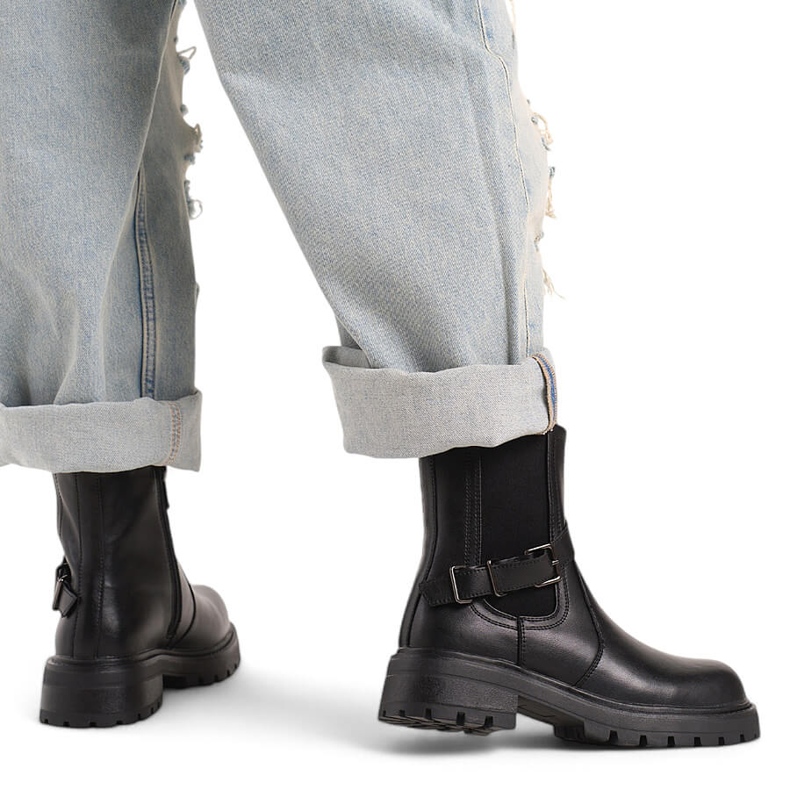 Kožne ženske gležnjače s kopčom, crne Sergio Leone TR719-S crna 1