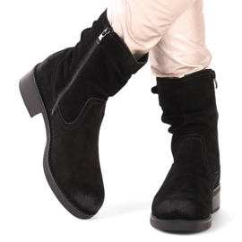 Ženske crne kožne čizme od brušene kože Sergio Leone BT355-S crno 1