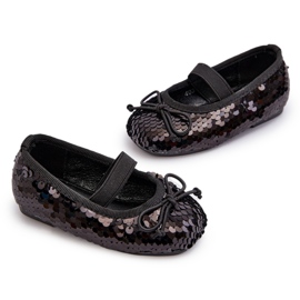 Djevojke balerine ukrašene šljokicama i crnim lukom crna 4