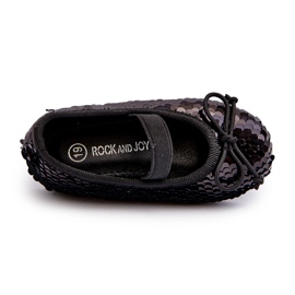 Djevojke balerine ukrašene šljokicama i crnim lukom crna 1