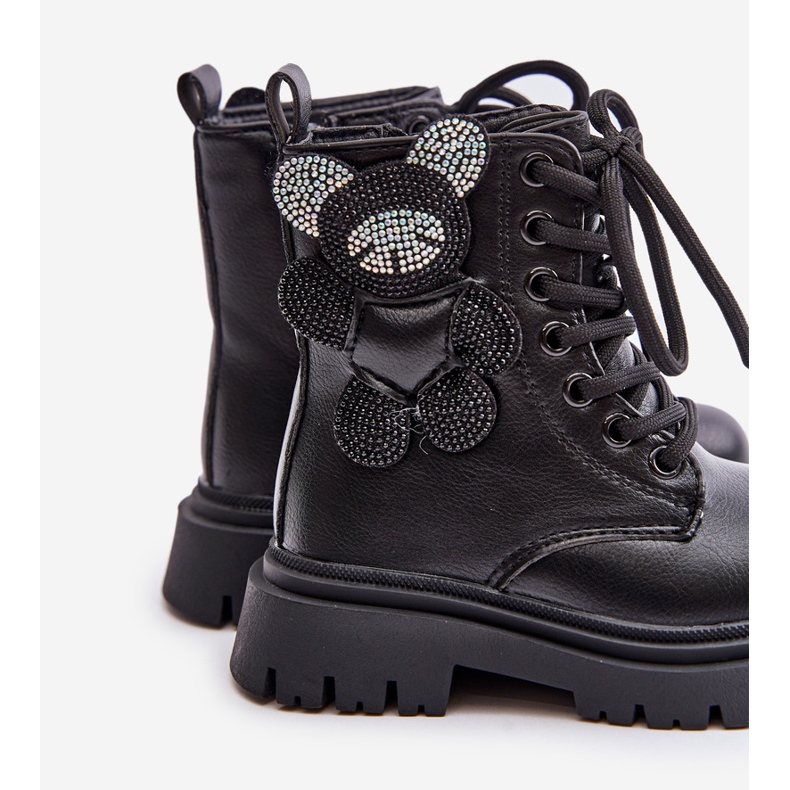 Izolirane gležnjače za djevojčice s medvjedićem i patentnim zatvaračem, Black Relobia crna 1