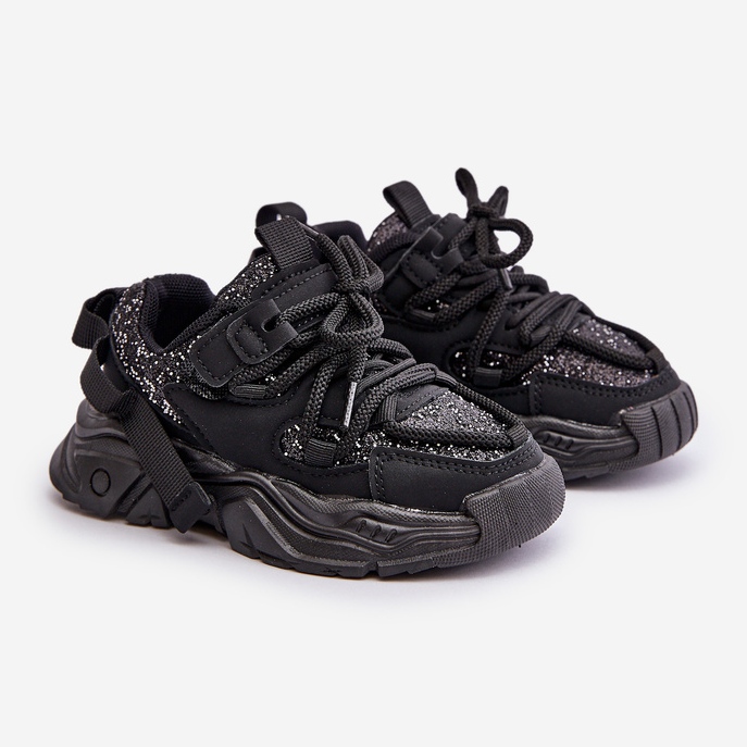 Dječje tenisice ukrašene šljokicama, Black Liatoma crno 1