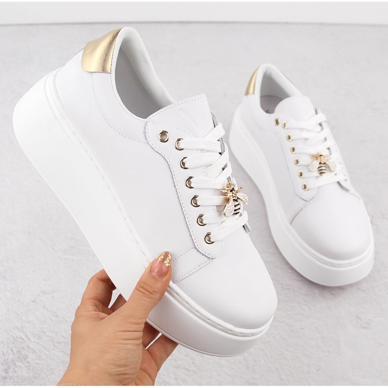 Kožne sportske cipele na platformu bijele boje Vinceza 89101 bijela 1