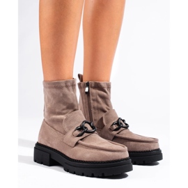 Ženske čizme na platformu bež boje smeđa 2