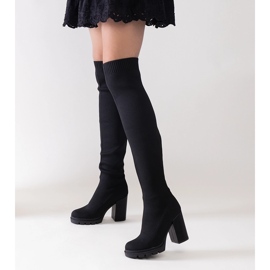 Lija duge crne natikače na visoku petu crno 1