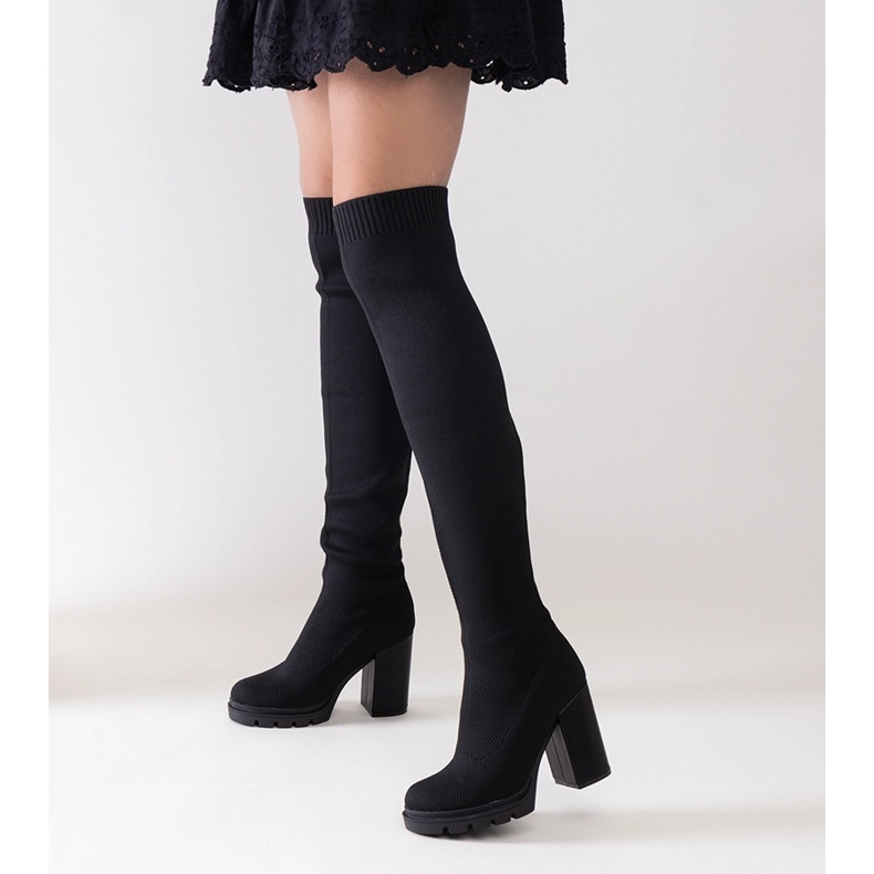 Lija duge crne natikače na visoku petu crna 1