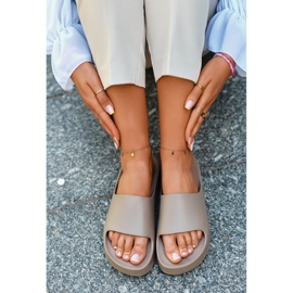 NEWS Ženske smeđe Airaplea japanke s pjenastom platformom bež 2