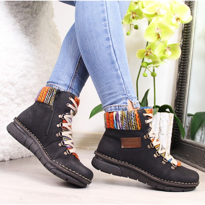 Crne ženske izolirane čizme Rieker 73343-0 crno 1