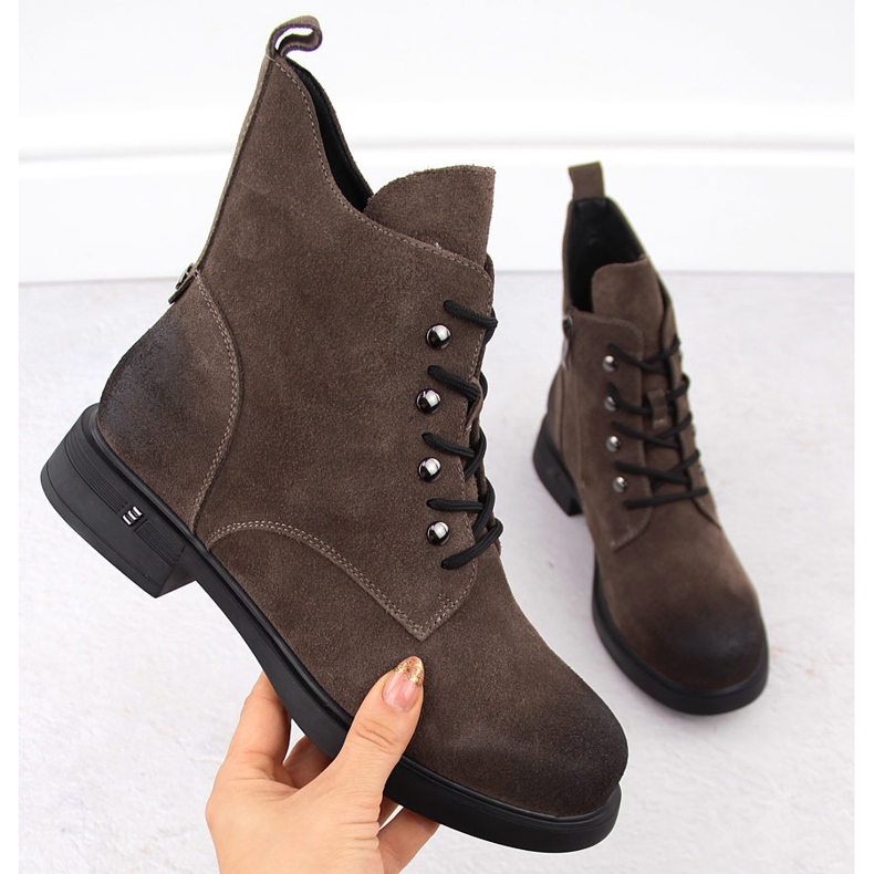 Kaki ženske kožne čizme D&amp;A S.Barski Premium Collection CR42-158 smeđa 1