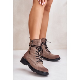 Visoke radne gležnjače s patentnim zatvaračima, tamno bež Maisa 2