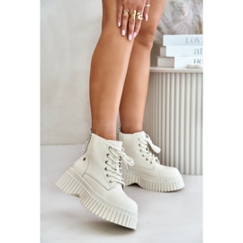 Izolirane kožne trapper gležnjače na masivnom potplatu GOE OO2N4127 svijetlo bež 2