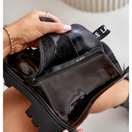 Ženske lakirane radne čizme, izolirane, s natpisima, crne, Zinfrey crna 2