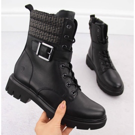 Kožne radne ženske izolirane čizme, crne Remonte D1W71-03 crno 1