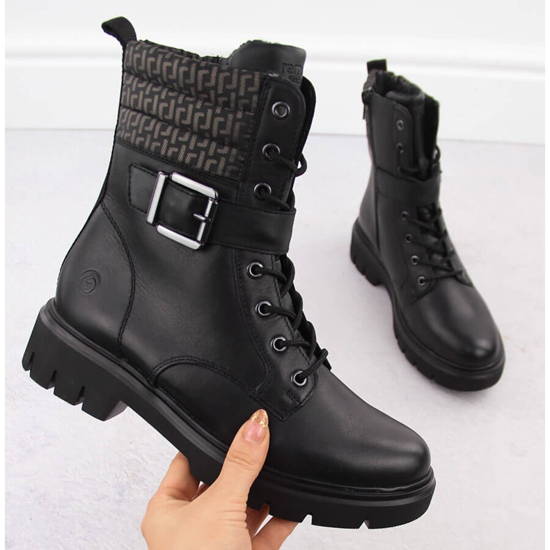 Kožne radne ženske izolirane čizme, crne Remonte D1W71-03 crna 1