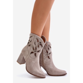 Lewski Shoes Ažur gležnjače od brušene kože Lewski 3629 Cappucino bež 1