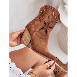 Lewski Shoes Kaubojske čizme od brušene kože s otvorenim uzorkom Lewski 3612 Smeđe bež 2