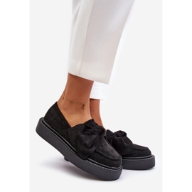 Ženske mokasine na platformu s mašnom, crne naivine crna 1