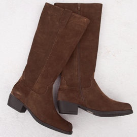 Smeđe kožne ženske kaubojske čizme Sergio Leone KZ268 smeđa 2